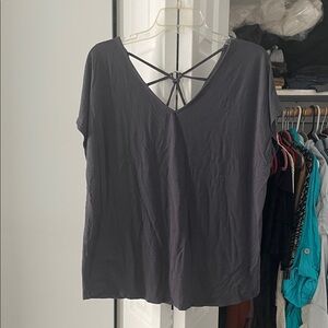 StitchFix Papermoon Charcoal V-Neck Top with Strappy Back